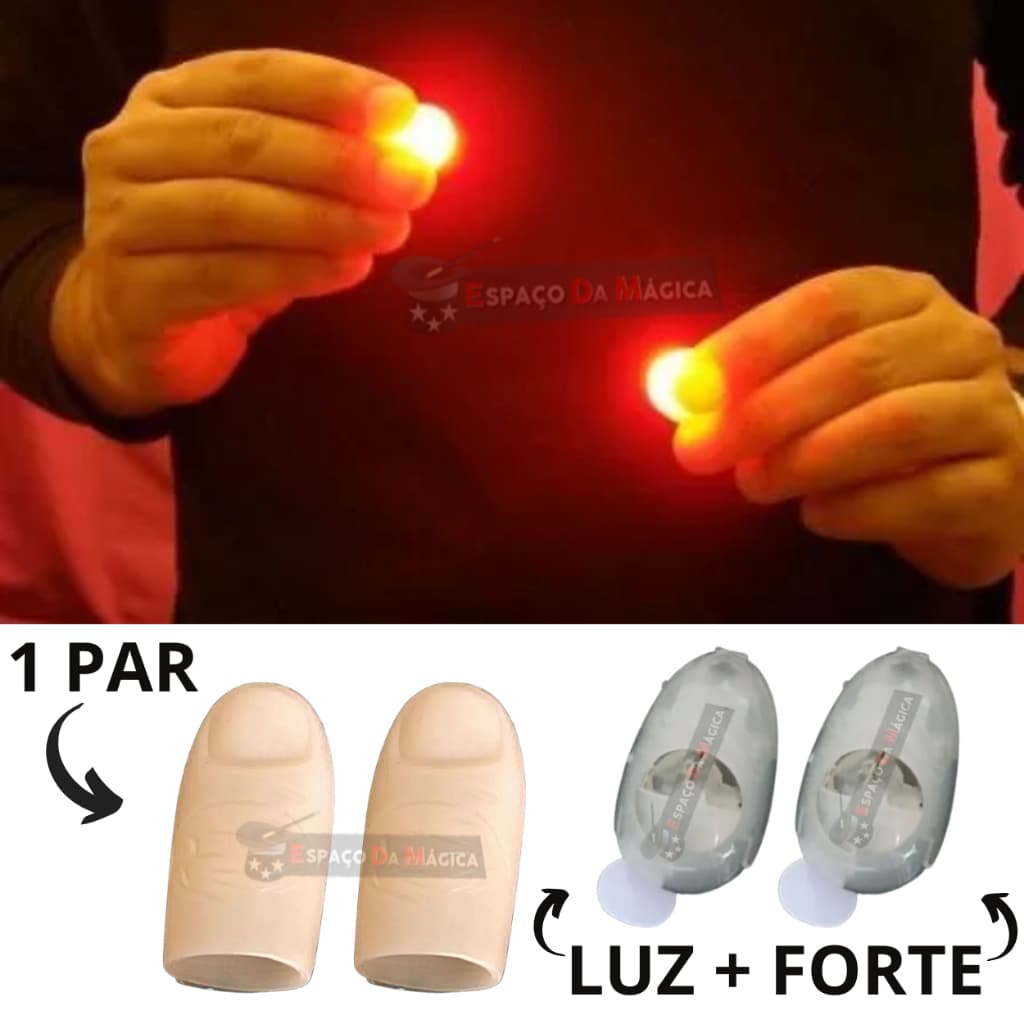 Magica 2 Dedo Led Luminoso Luz Truque Iniciantes Amador Profissional Incrível Dedeira