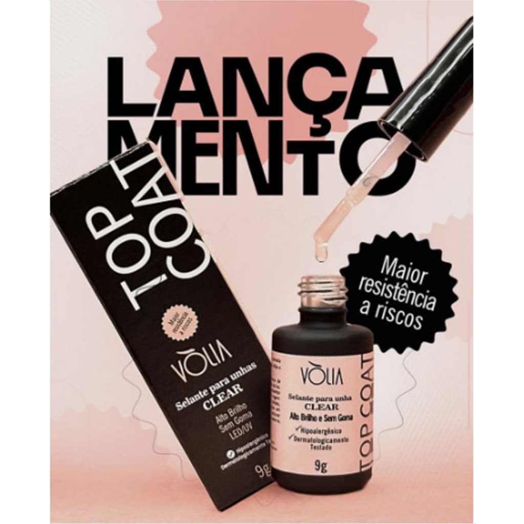 NOVO LANÇAMENTO TOP COAT VÓLIA  CLEAR 9g ALTO BRILHO SEM GOMA