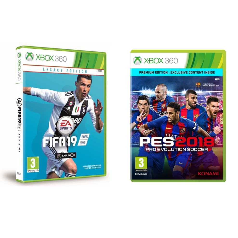Kit PES 2018 + Fifa 2019 Xbox 360