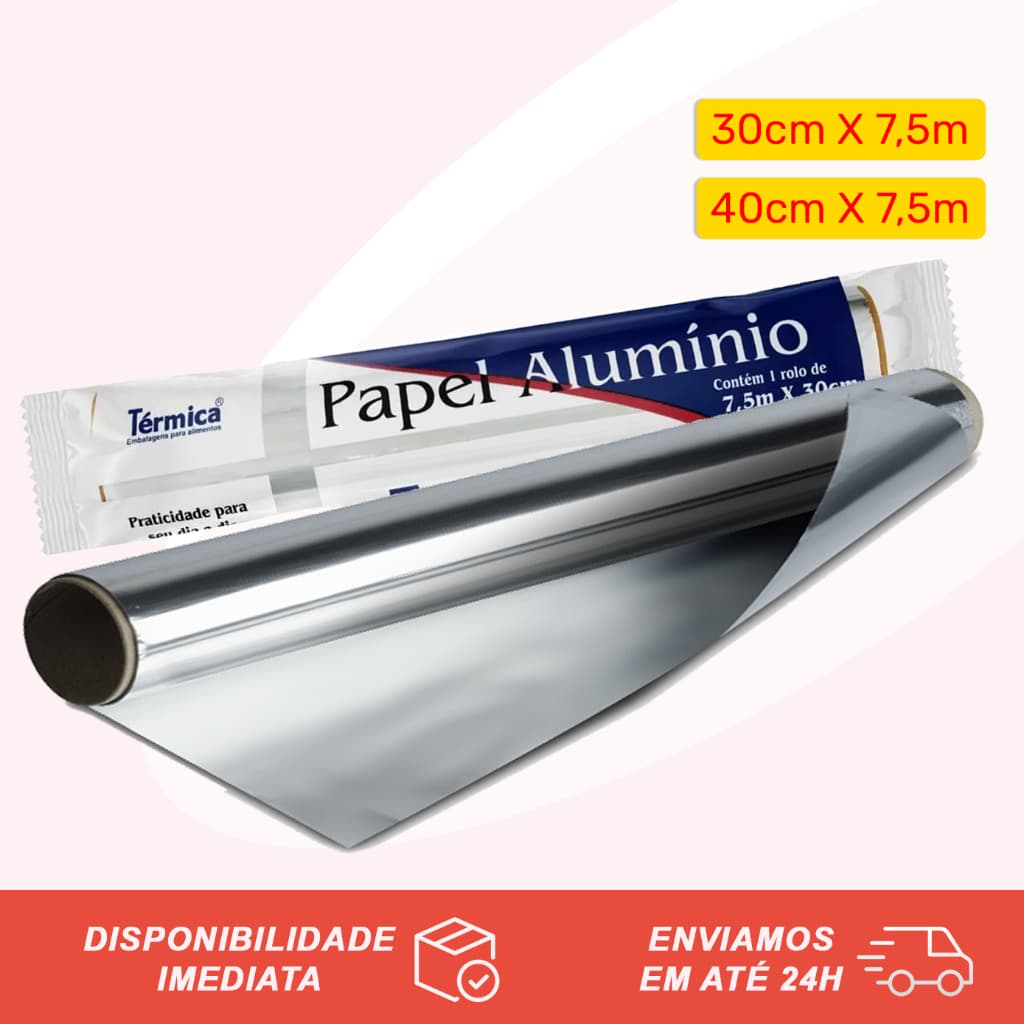 Rolo Papel Alumínio Grande 7,5 Metros Para Cozinha, Alimentos, Fogão, Geladeira, Freezer Excelente Qualidade Térmica