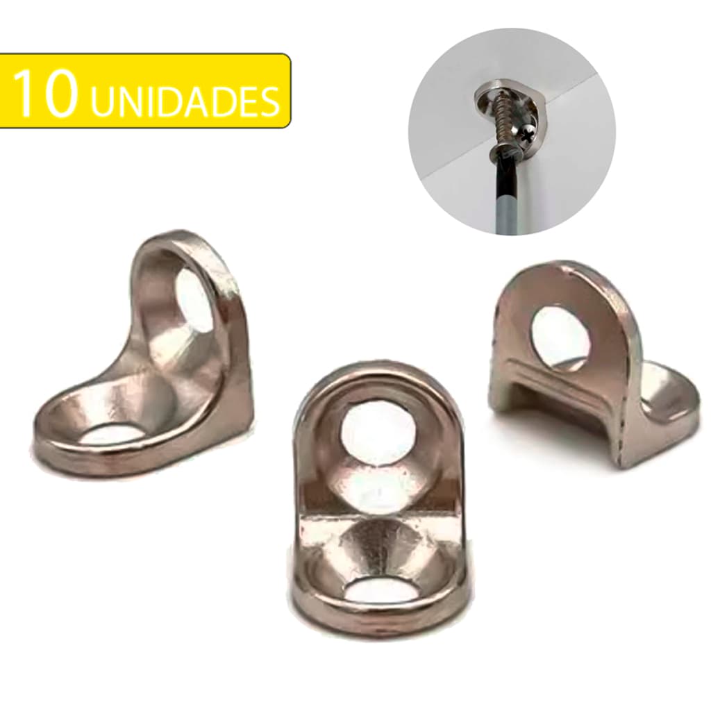 Cantoneira Suporte C/ 2 Furos P/ Fixação Tradicional Zincado Pacote C/ 10 Unidades