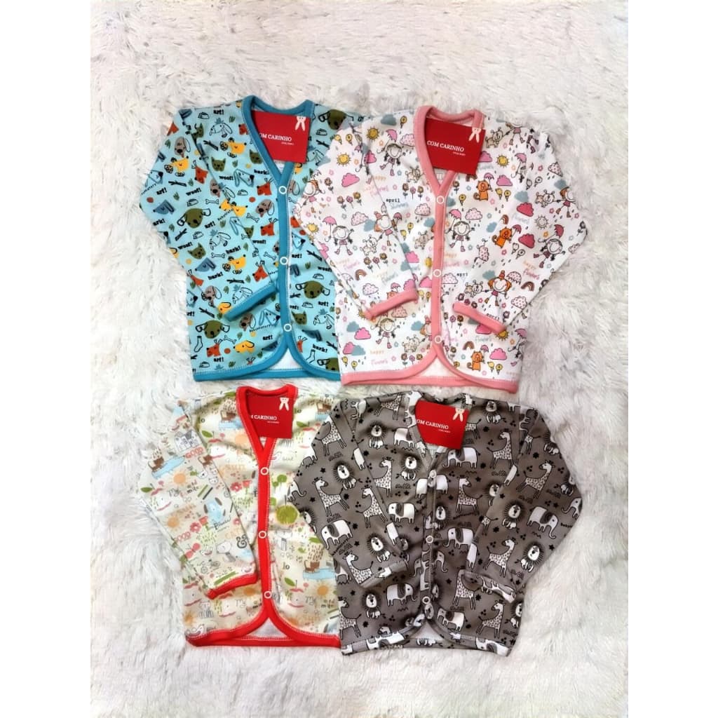 Casaquinho Quimono Roupa infantil de bebe todo estampado inverno 100% algodão menina menino CORES E  ESTAMPAS SORTIDAS