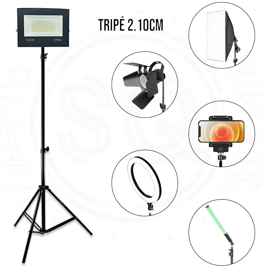 Tripé De Iluminação De 2 Metros para SoftBox, Studio,  Ring Light, Yn600 Yn608 Yn360 Yn300