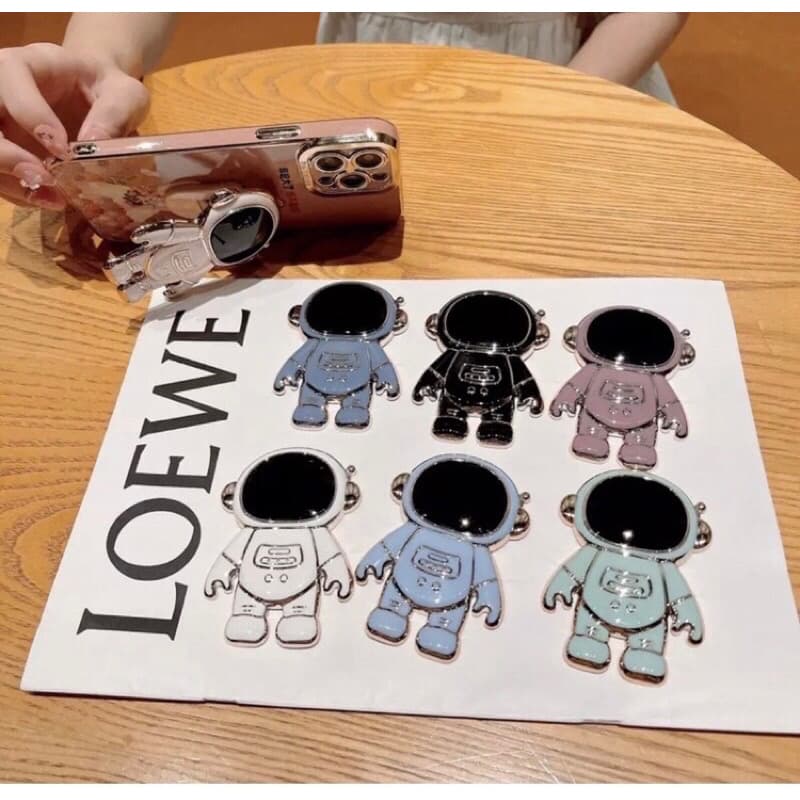 Luxuoso Suporte De Telefone Celular Estéreo Dobrável De Astronauta Galvânico Para iPhone