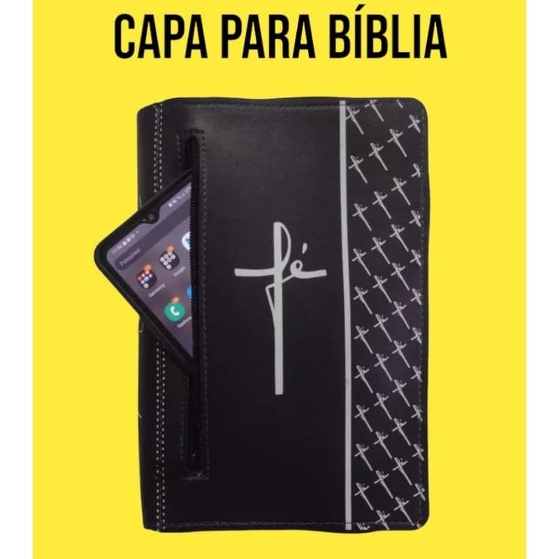 Capa para Bíblia Sagrada Escrito fé com bolso externo N° 11