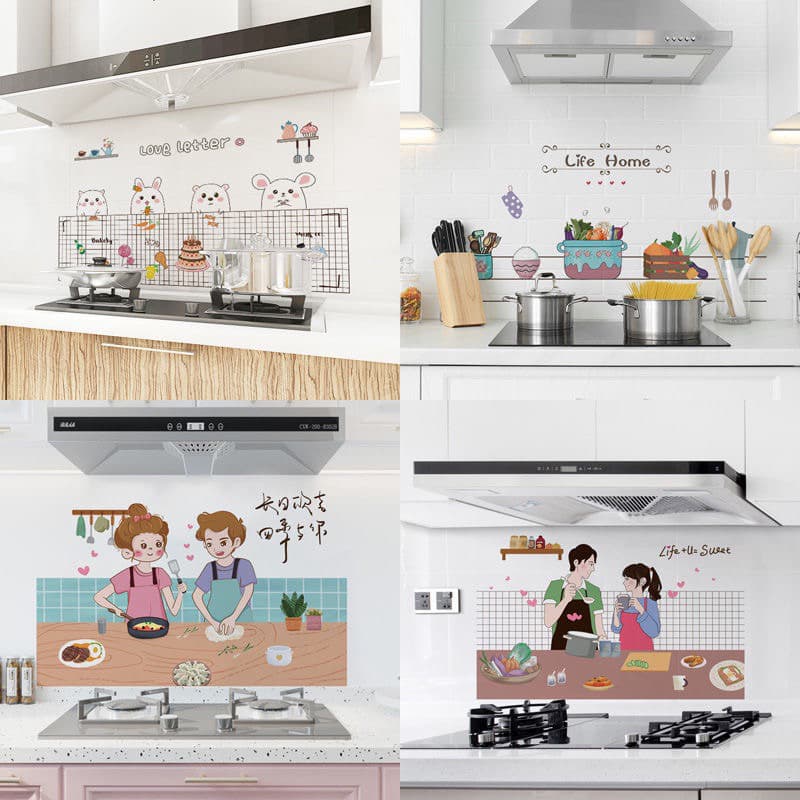 Adesivo De PVC À Prova De Óleo De Cozinha E D'água Autoadesivos Pra Fogão Simples Resistentes A Altas Temperaturas 60x90