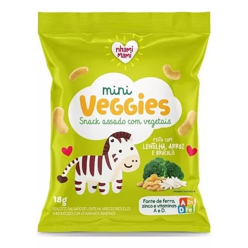 Mini Veggies Snack Lentilha Arroz E Brócolis 6x18g Nhamimami
