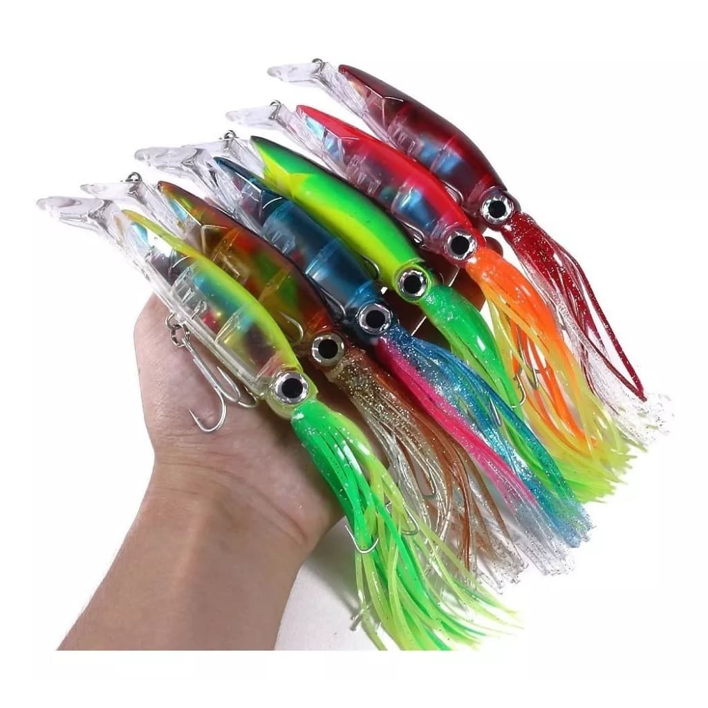 Isca Artificial de meia agua Grande Lula de 14 cm e 40 gramas Corrico Marítima Mar Pesca