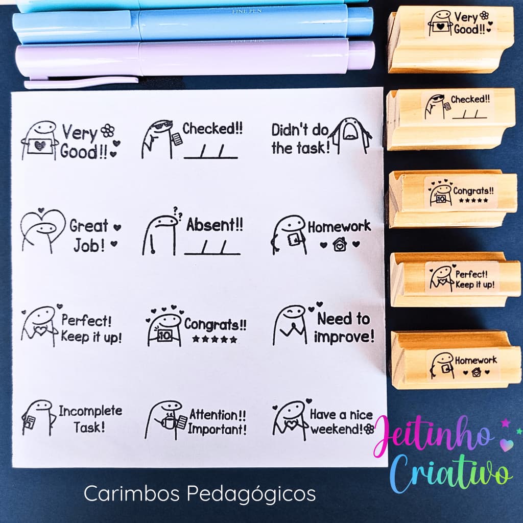 Carimbo Para Professor INGLÊS Flork Meme - Carimbo Pedagógico Escola Professora Personalizar Caderno