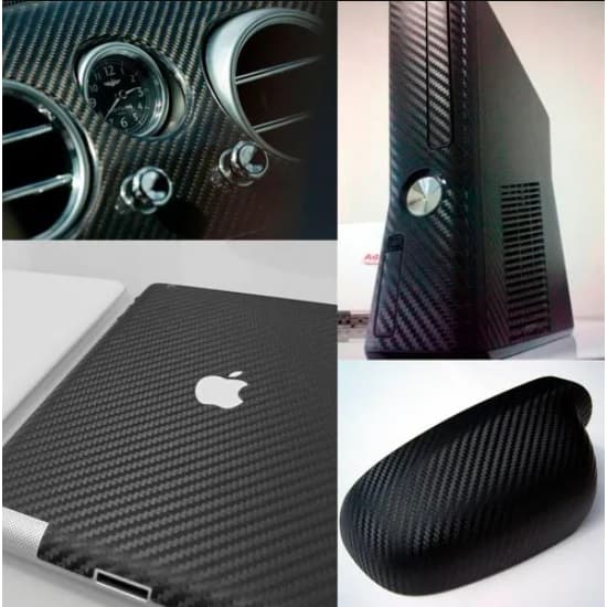 Skin Adesivo Fibra Carbono PRETO  3D  ENVELOPAMENTO Notebook Celular Game e diversos objetos