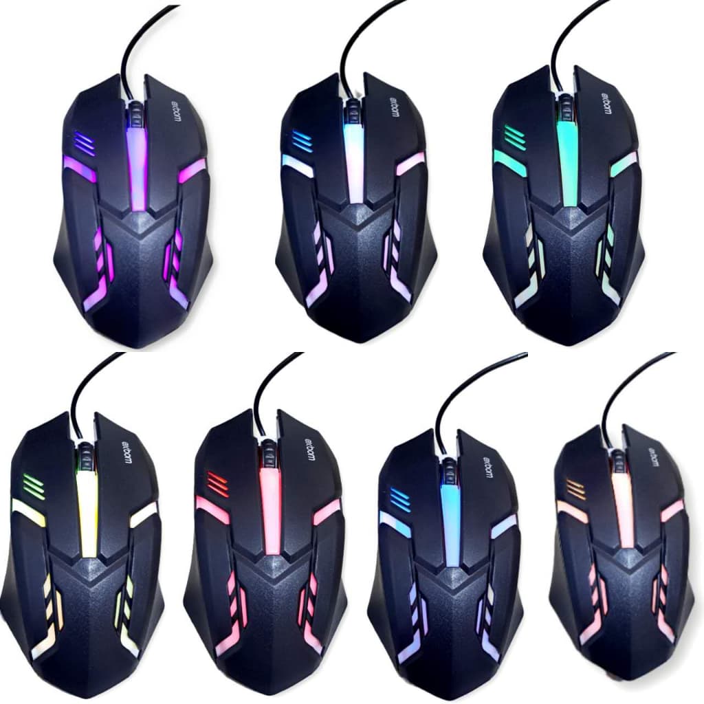 Kit 10 Mouse Gamer Led Rgb 7 Cores Com Fio Usb 1200dpi Ms-62 Exbom