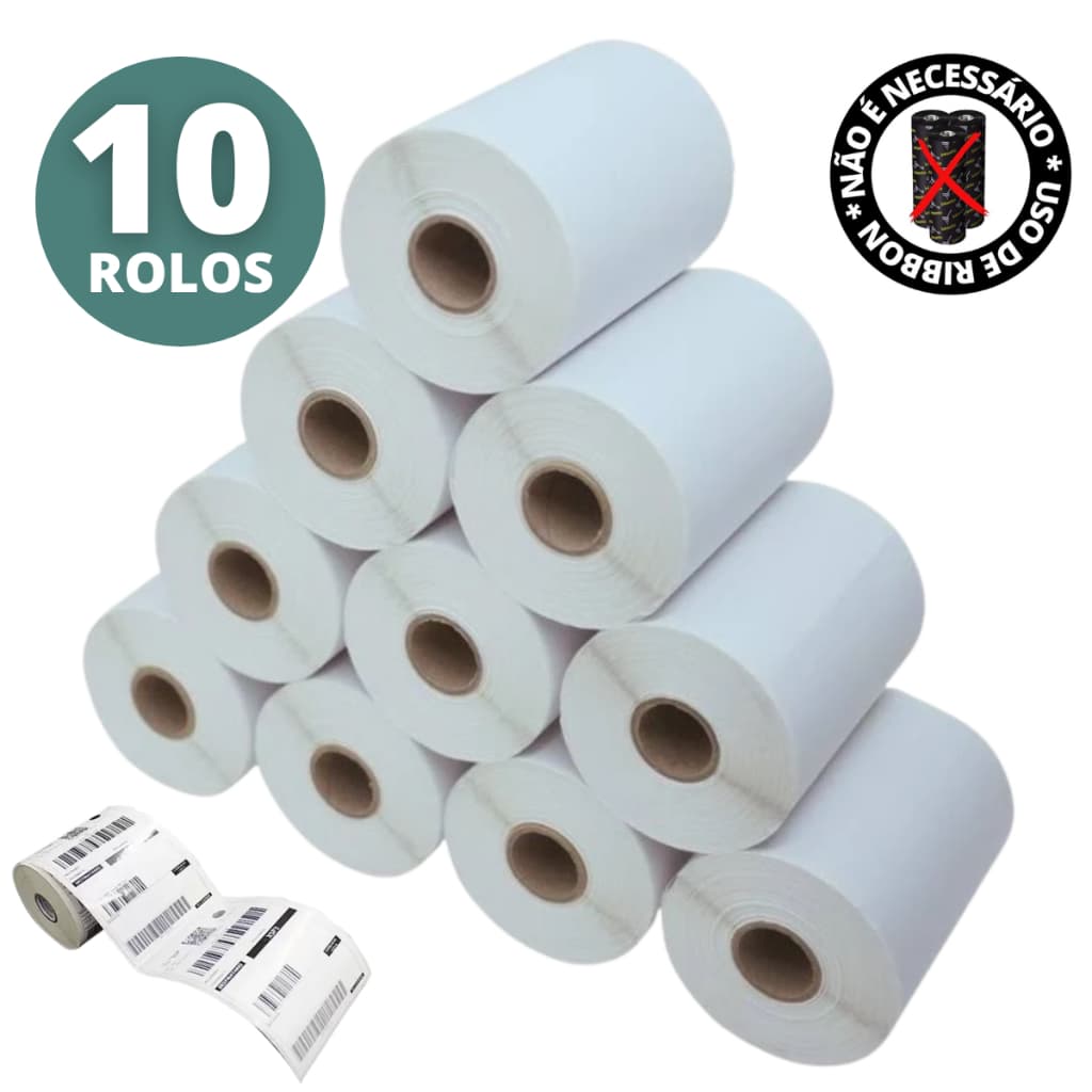 Rolo de Etiqueta Zebra Elgin Couche E-Commerce 10x15 cm 100x150 10Uni
