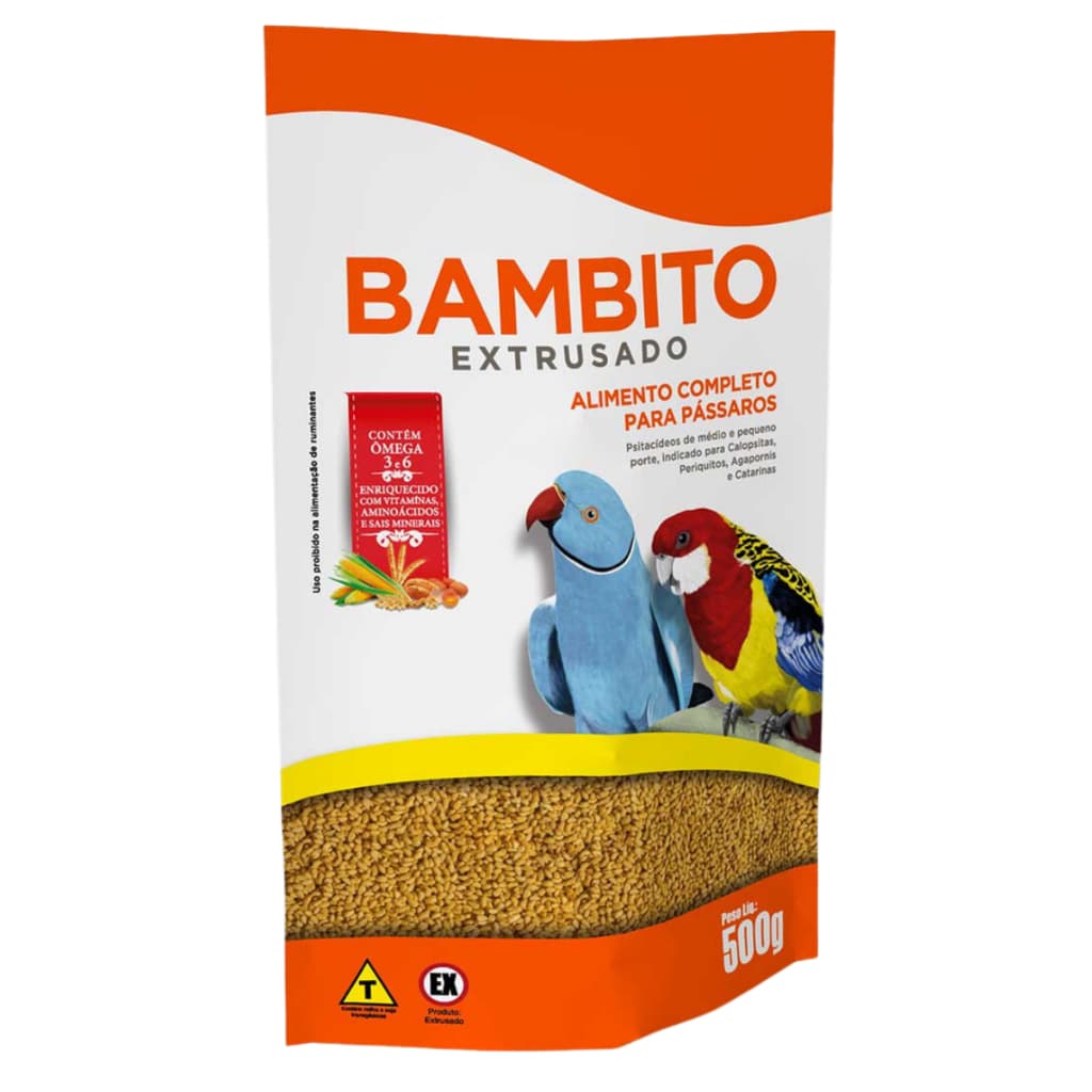 Raçao extrusada para Calopsita, Periquito - Bambito 500 Gr - Biotron