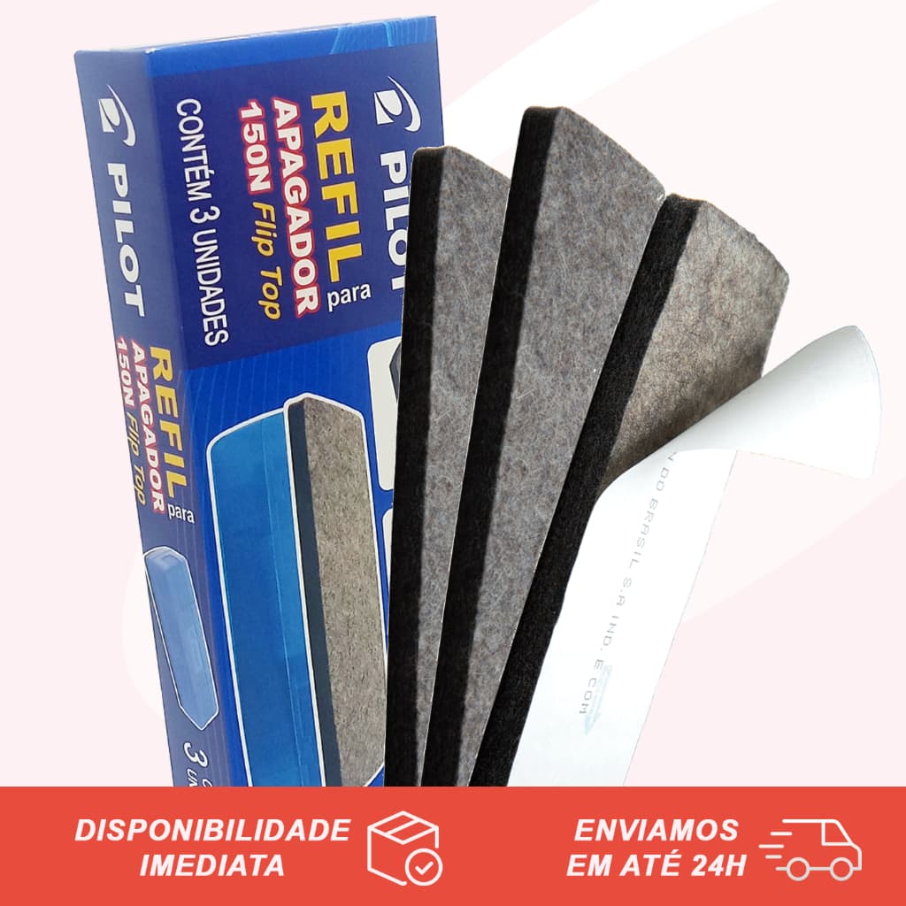 3 Unidades De Refil Para Apagador De Quadro Branco FlipTop 150N Pilot