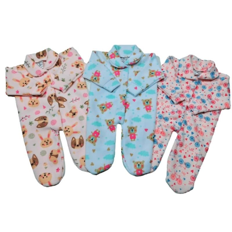 KIT COM 3 MACACÕES BEBÊ SOFT QUENTINHO E MACIO- ESTAMPADO MENINO MENINA