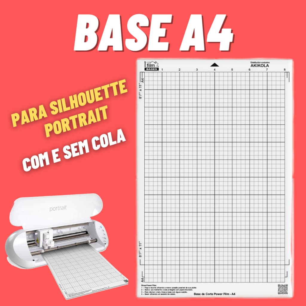 Base de Corte Para Silhouette Portrait - A4 - Transparente- COM E SEM COLA