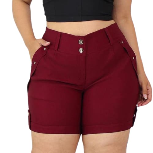 Shorts Feminina Plus Size Bengaline com bolsos