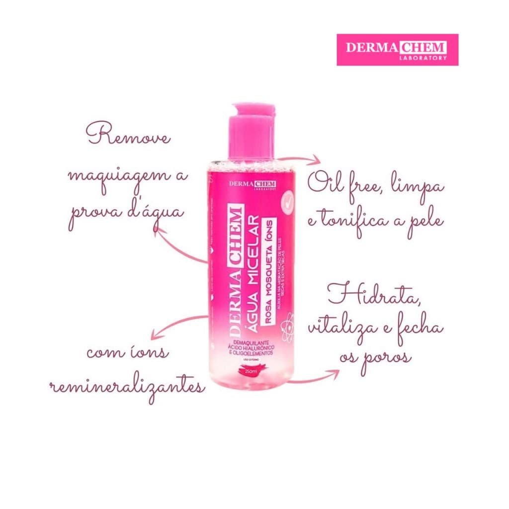 Água Micelar Rosa Mosqueta Dermachem Íons 250ml