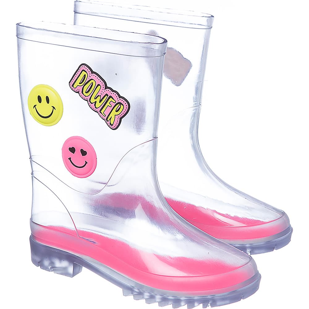 Galocha Menina Infantil Transparente Smile Botinha Feminina De Chuva Promoção Camin