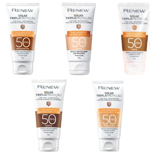 Protetor Solar Facial Renew Solar Advance Matte com Cor Anti-Idade FPS 50 40g