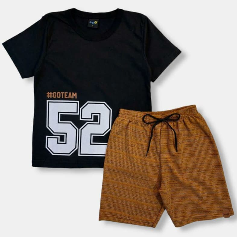 Conjunto Infantil Menino Verão 2 Peças Camiseta E Bermuda Confortável