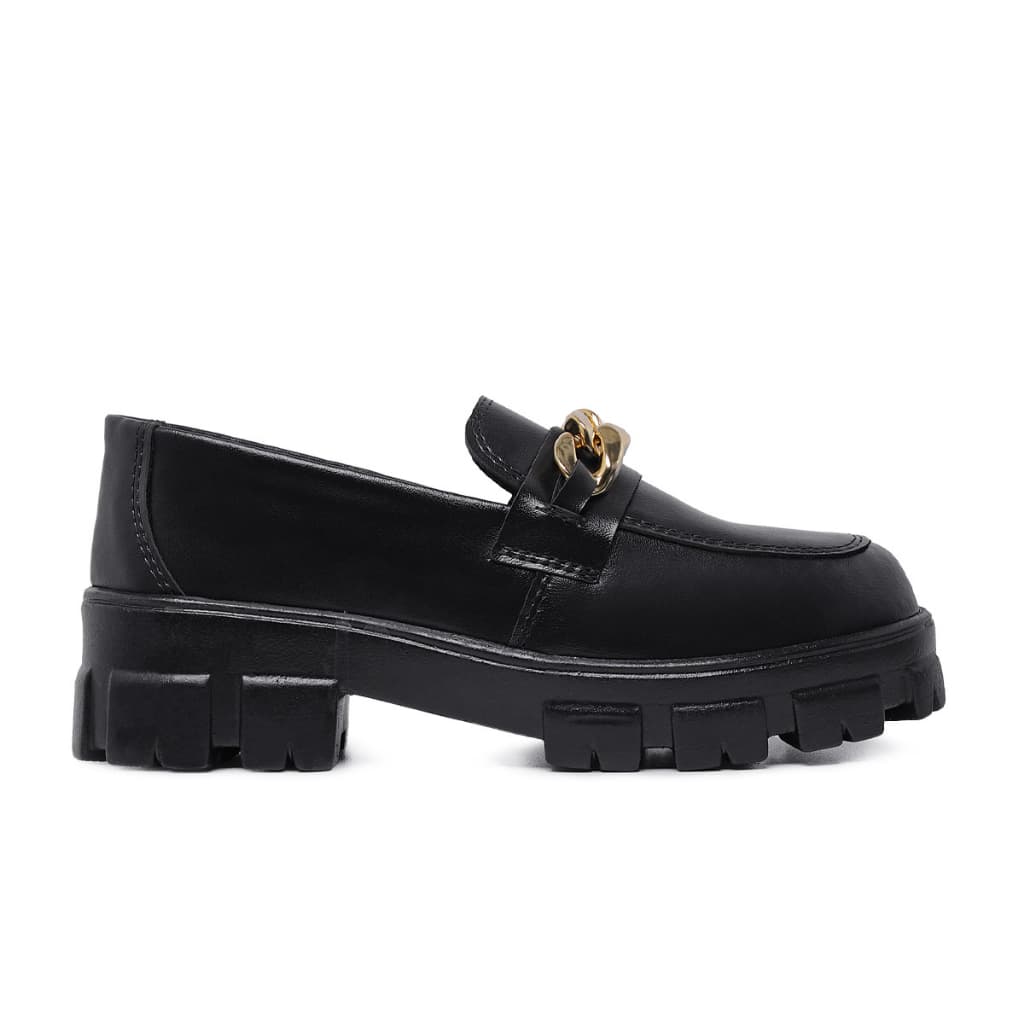 Mocassim Feminino Tratorado Corrente Ouro