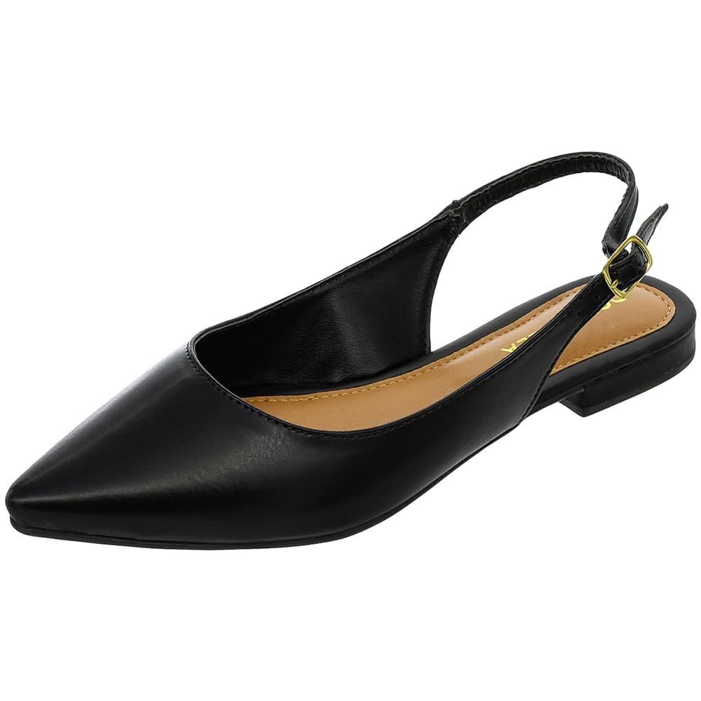 Sapatilha Slingback Rasteira Feminina Aberta Bico Fino Classica Lisa Casual Social Dia aDia Novo Confortavel Rasteirinha