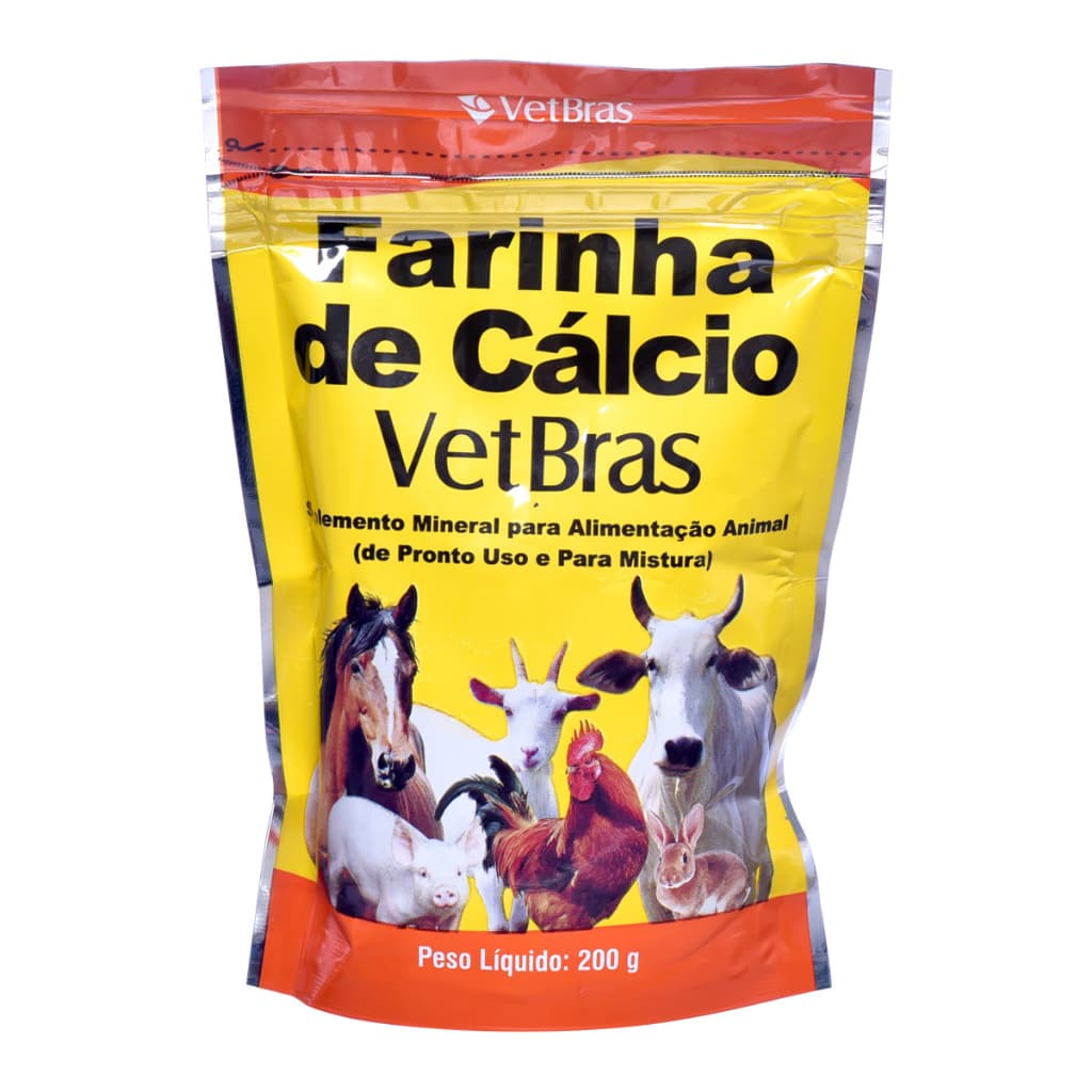 Farinha De Cálcio suplemento mineral para alimentação animal - Vetbras - 200 Gramas ENVIADO COM NF-e