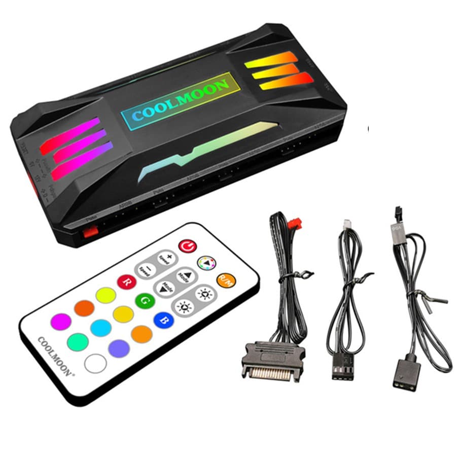 Controlador ARGB Hub RGB Controladora Coolmoon Cooler Fan Aura Sync Até 10 Fans Asus MSI Gigabyte