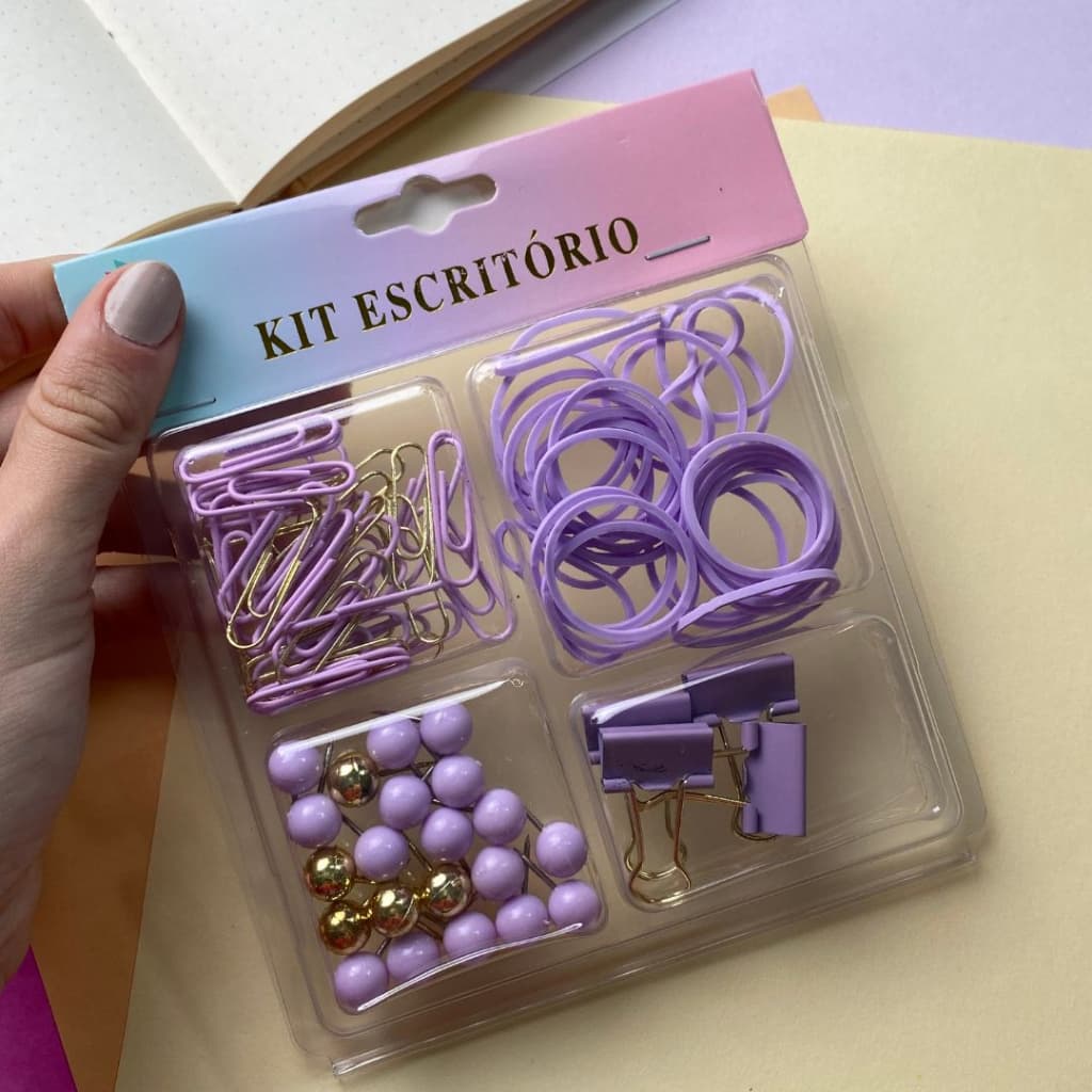 Kit Escritorio (Prendedor 19mm, Tachinha, Elástico e Clips Metálico) - Interponte