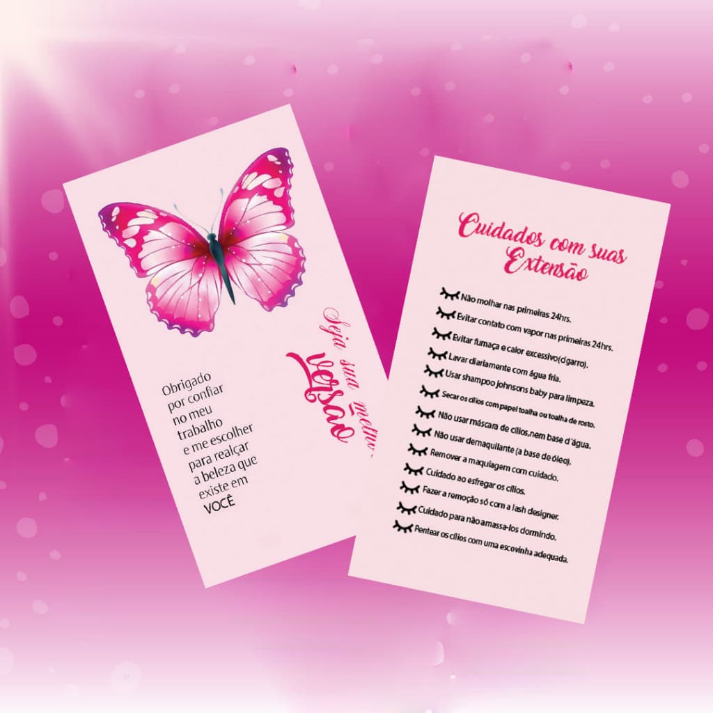 Card Cilios LASHES CARTÃO PARA ESCOVINHA Outubro Rosa