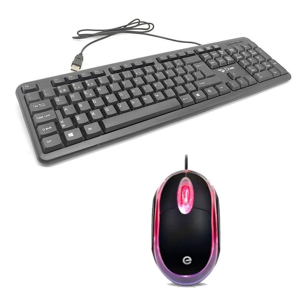 Kit Teclado E Mouse Basico Com Fio Usb Escritório Office