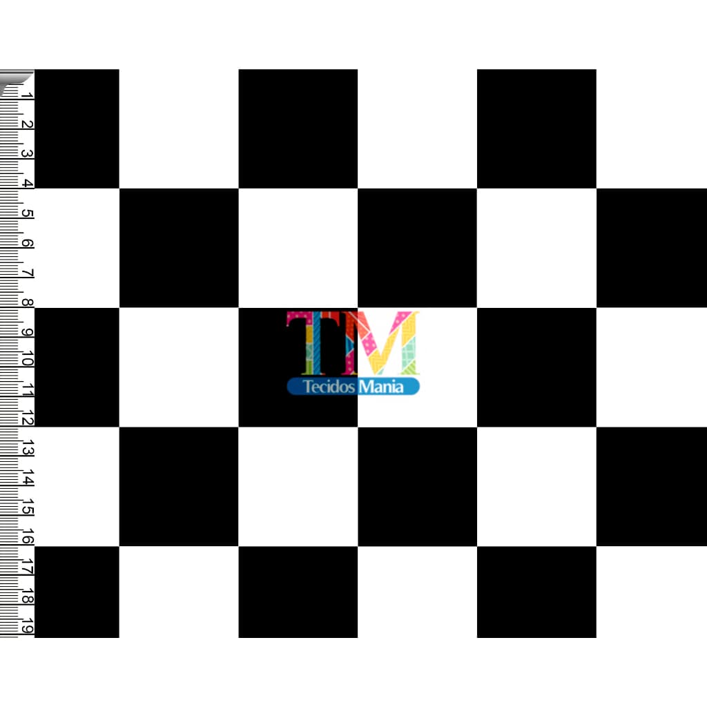 Tecido tricoline, microfibra ou gabardine estampado - Quadriculado - Corrida - 0.50CM