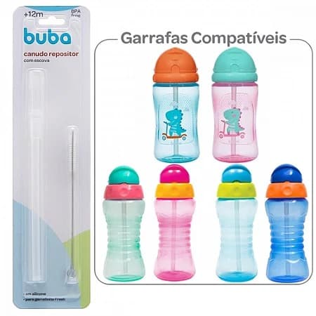 Canudo Reposição Refil Garrafinha Fresh e Dino Silicone Garrafa buba