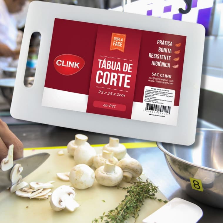 Tábua de Corte Branca PVC Grossa Profissional 25X35 Churrasco Cozinha Higiênica Não Mofa
