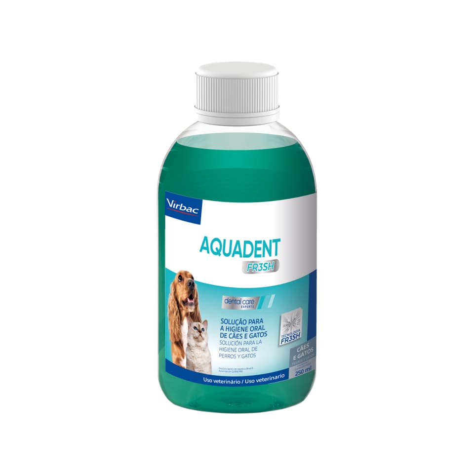 Aquadent Fresh Solução Para Higiene Oral Contra Mau Hálito Cães e Gatos 250ml