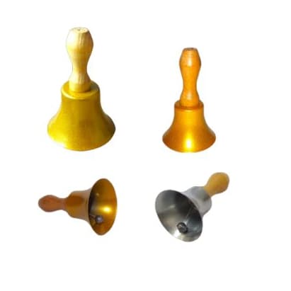 Sino Sineta 8cm ou 6cm Dourado Ou Prata Para Umbanda Sino De Mão Campainha Cabo De Madeira