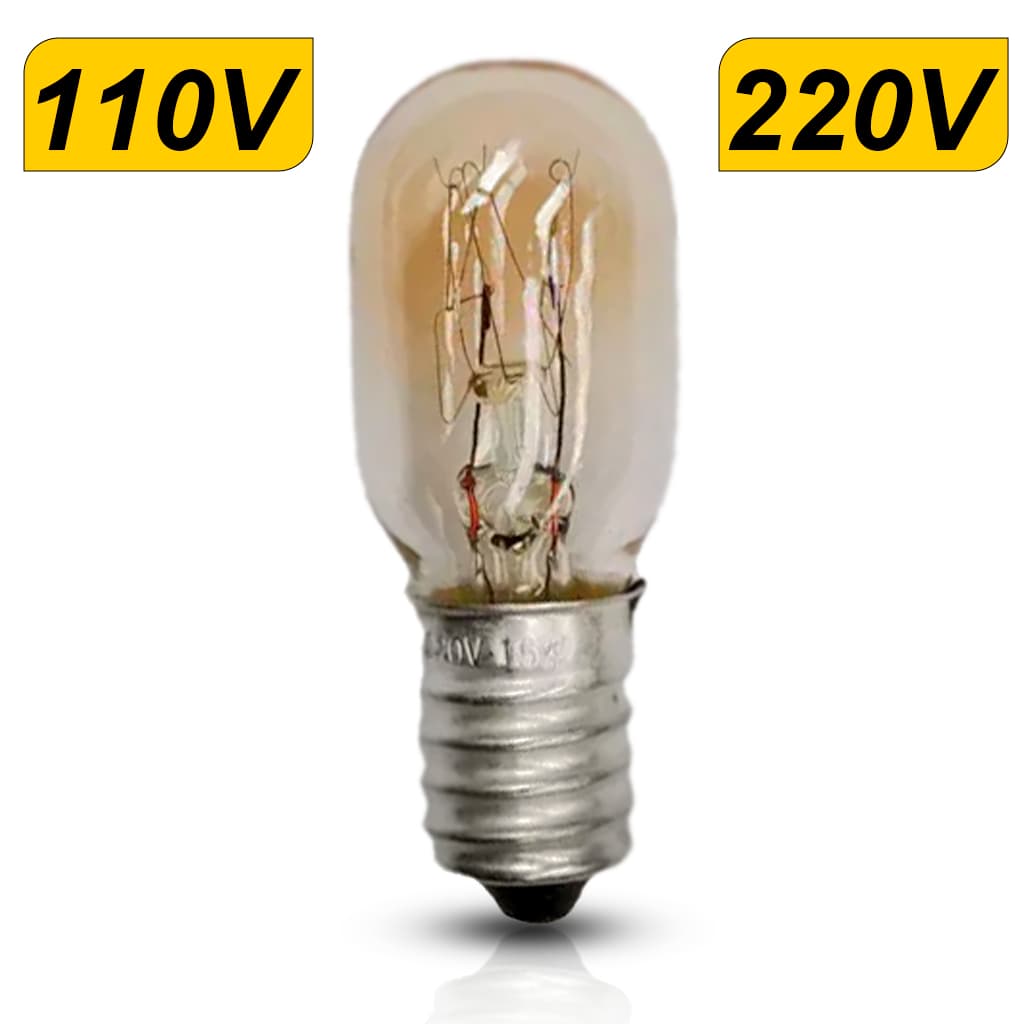 Mini Lâmpada E14 110V - 220V para Geladeira 15w Incandescente
