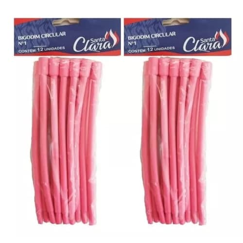 Bigodim Bigudinho Circular Nº1 Kit 24 Unids Santa Clara Na Cor Rosa