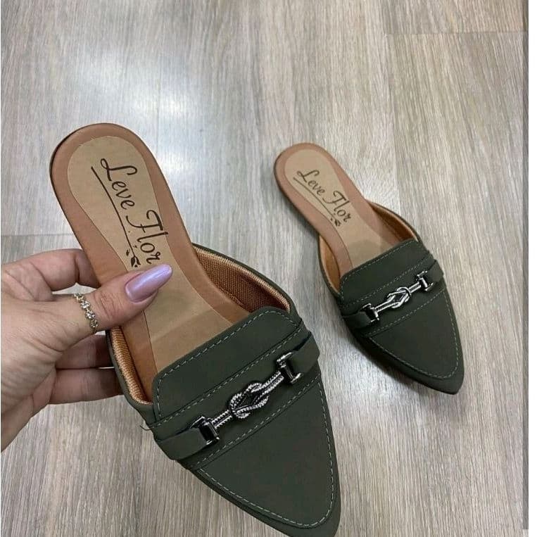 Sapatilha Mule Sandalia Peça Delicada Muller Sandalia Rasteira Casual Bico Fino Rasteirinha Feminino