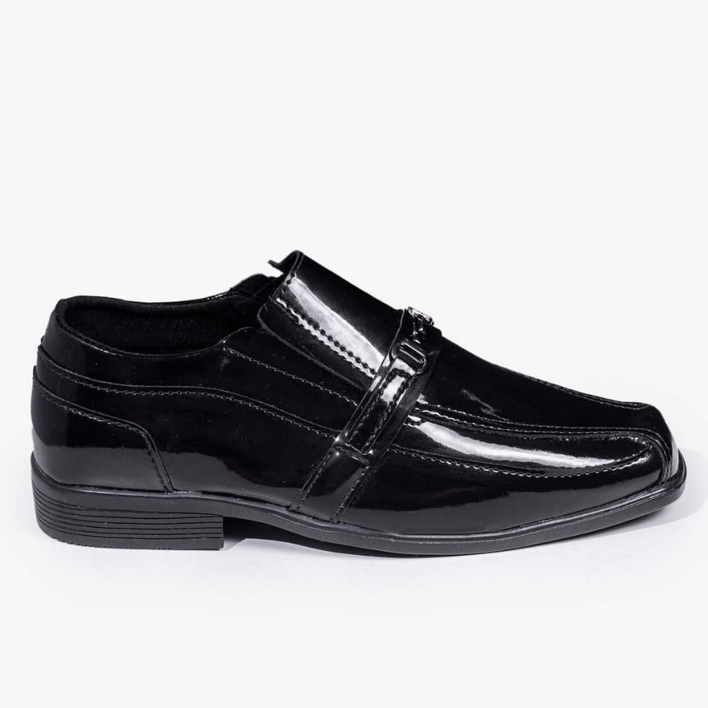 Sapato Masculino Preto Juvenil Infantil Social Com Fivelinha Lindo E Leve
