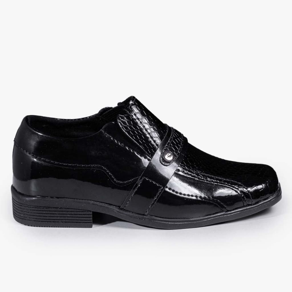 Sapato Infantil Social Preto Masculino Com Rebite Leve E Confortável 20 ao 27