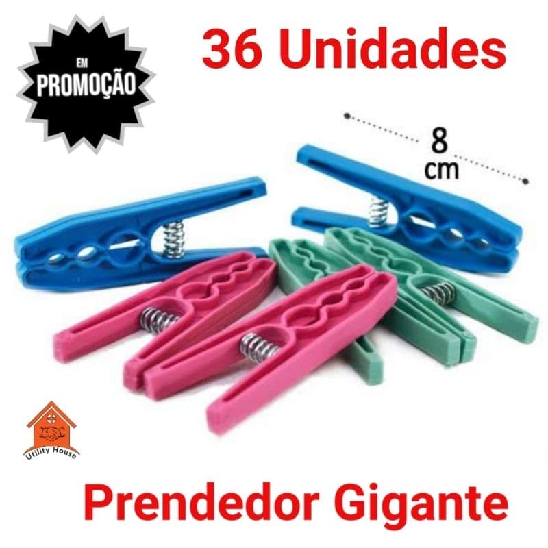 Prendedor plástico Gigante 36 Unidades