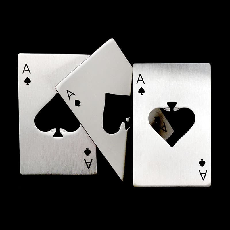 Kit 20 Abridor de Garrafa Formato Carta De Baralho As De Espadas Aco Inox