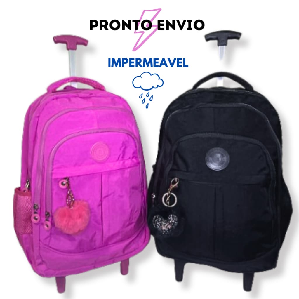 Mochila Rodinha Reforçada Juvenil Feminina Alta Qualidade - Mochila Rodinhas Estilo Tactel Escolar