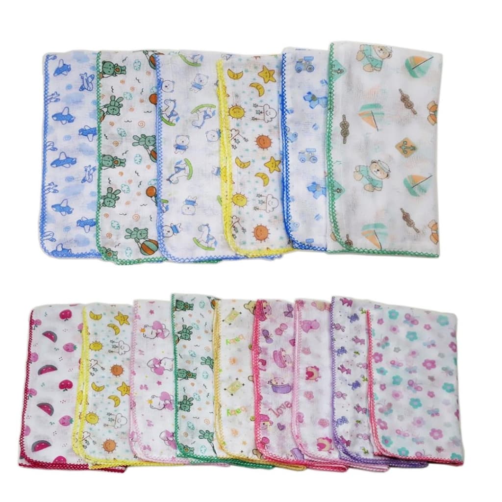 Fralda Estampada Luxo 70x70 Com Crochê Kit Com 5 Pçs