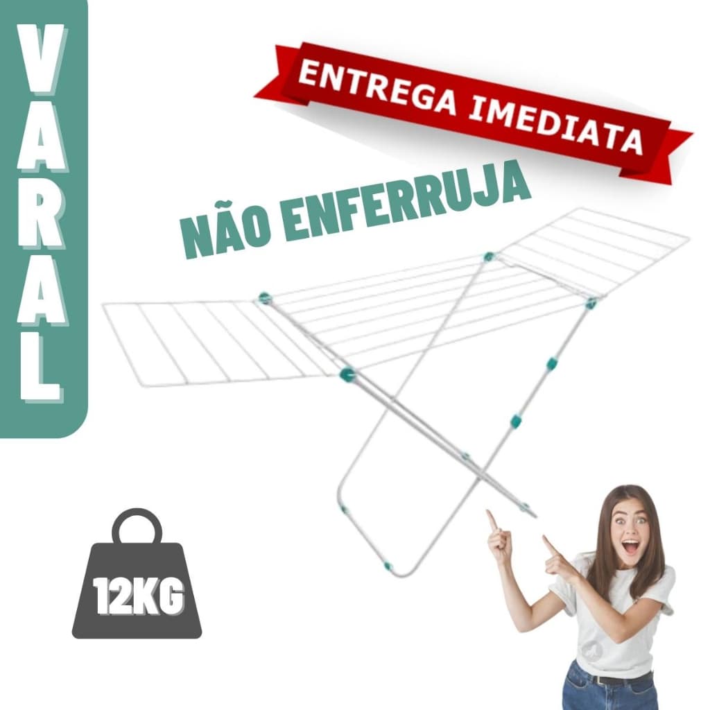 Varal De Chão INOX Reforçado Com Abas Retrátil SECALUX