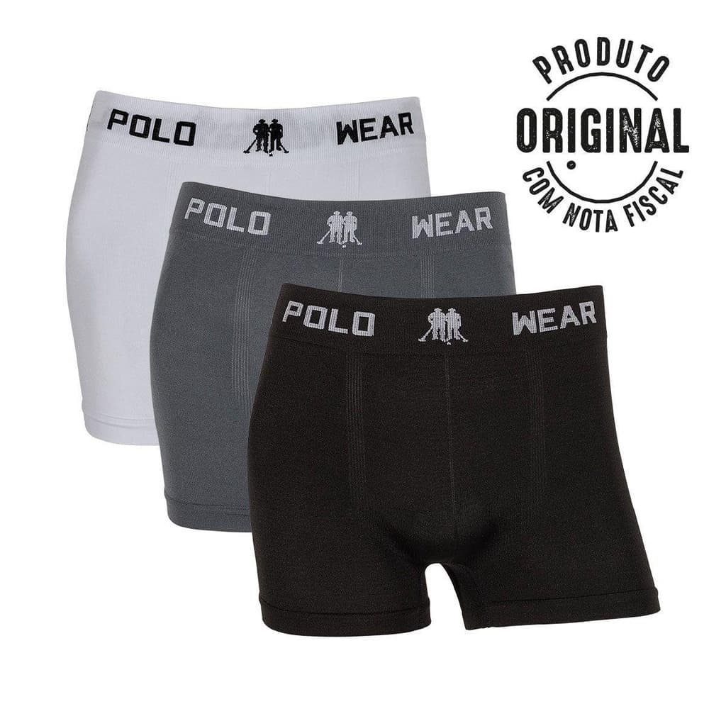 Kit 3 Cueca Boxer Masculino Polo Wear Cuecas Box Masculina Adulto Sem Costura Original