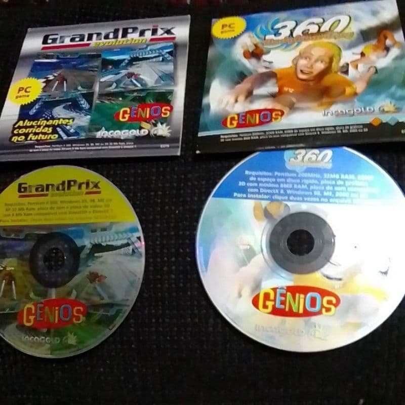 pc game  genios grand prix / bodyboardung/ 2 pc game ( capa de papelão)
