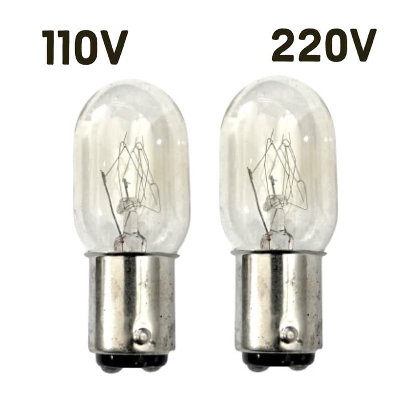 Kit 01/02/03 Lâmpada Encaixe 2 Polos 110V Ou 220V 15W Para Máquina Costura Doméstica Singer